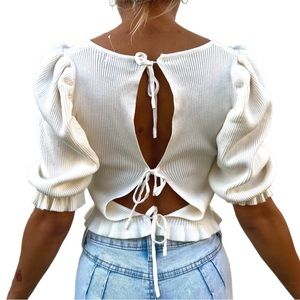 White blouse cute open back